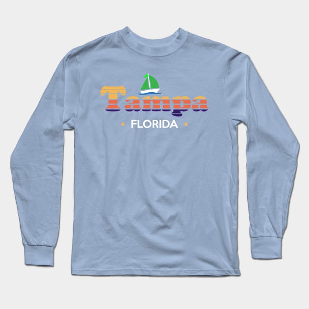 Tampa Florida Retro 80s design Long Sleeve T-Shirt by Brobocop